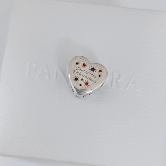 Pandora Toutes mes Felicitations Celebration Heart Charm Bead Pendant S925 ALE - Picture 5 of 6